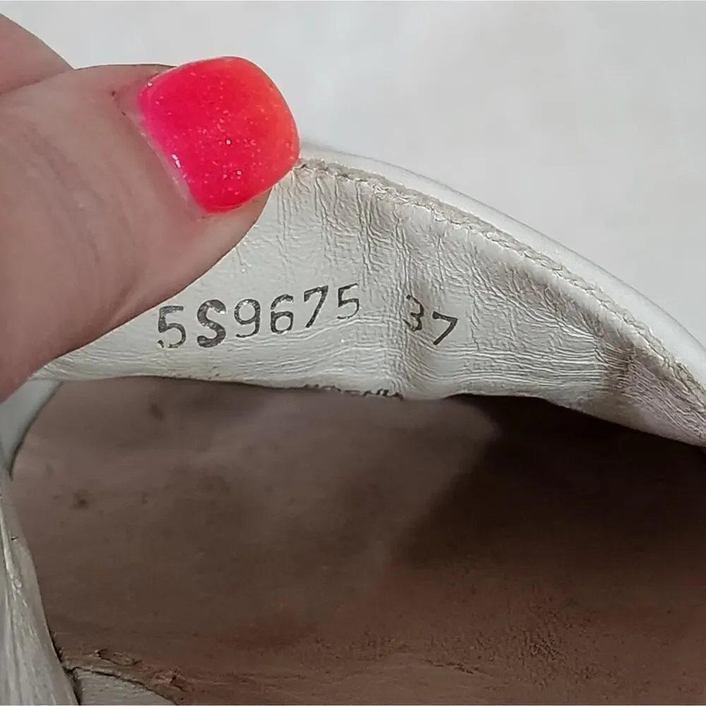 Miu Miu Embossed white metallic silver Leather Cap-Toe loafers 37 us size 6.5‎ 7